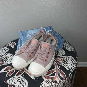 Converse dusty rose leather shoreline slip-on